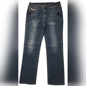 Blue Identity Rhinestone Embellished Bootcut Denim Blue Jeans Women's 10